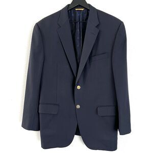 Hickey Freeman Men’s Navy Gold Button Sport Coat Size 42 Worsted Wool